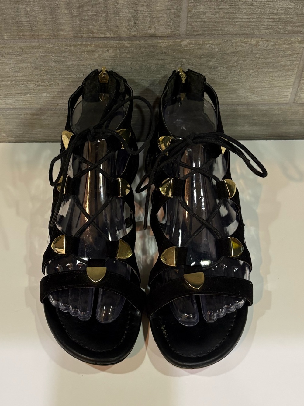GUESS Lace-Up Gladiator Sandals with Gold Accents - Picture 2 of 10